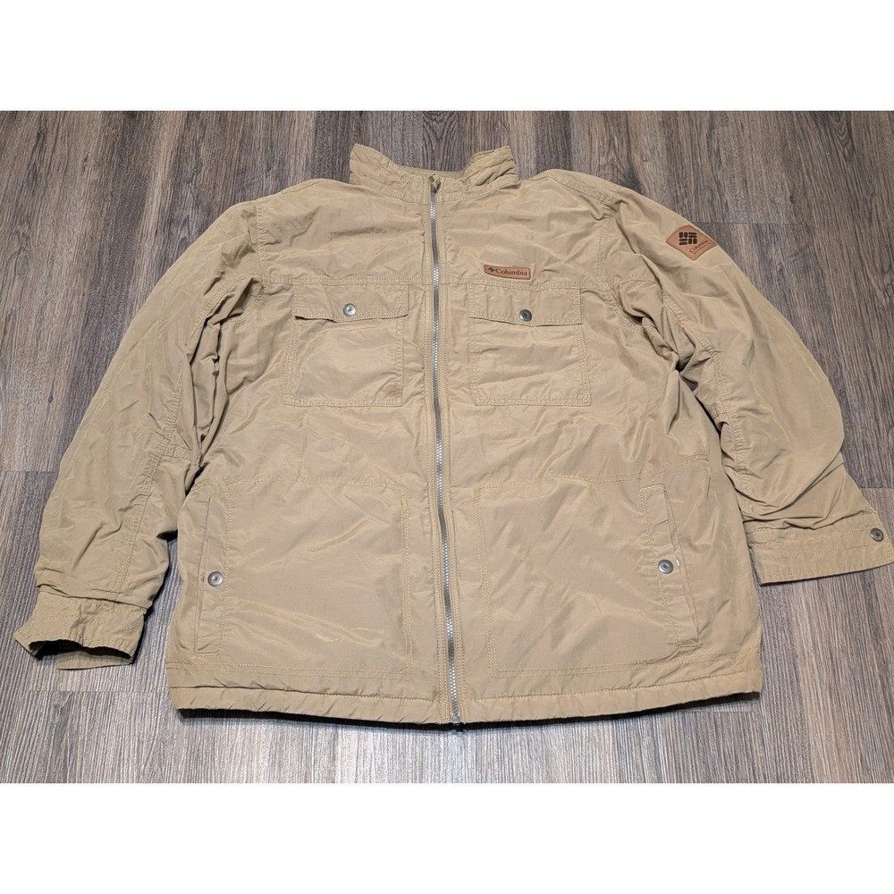 Columbia Mens‎ XL Wheeler Lodge Jacket Full Zip Khaki Plaid Lined  READ